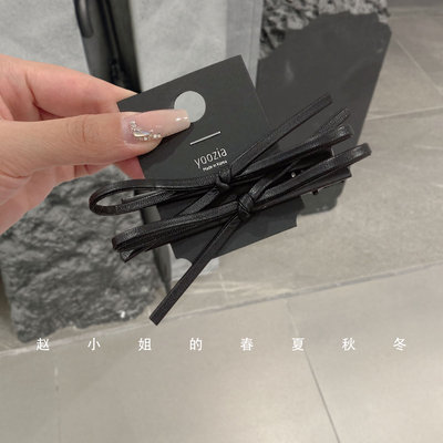 韩国头饰刘海夹pu皮蝴蝶结发夹