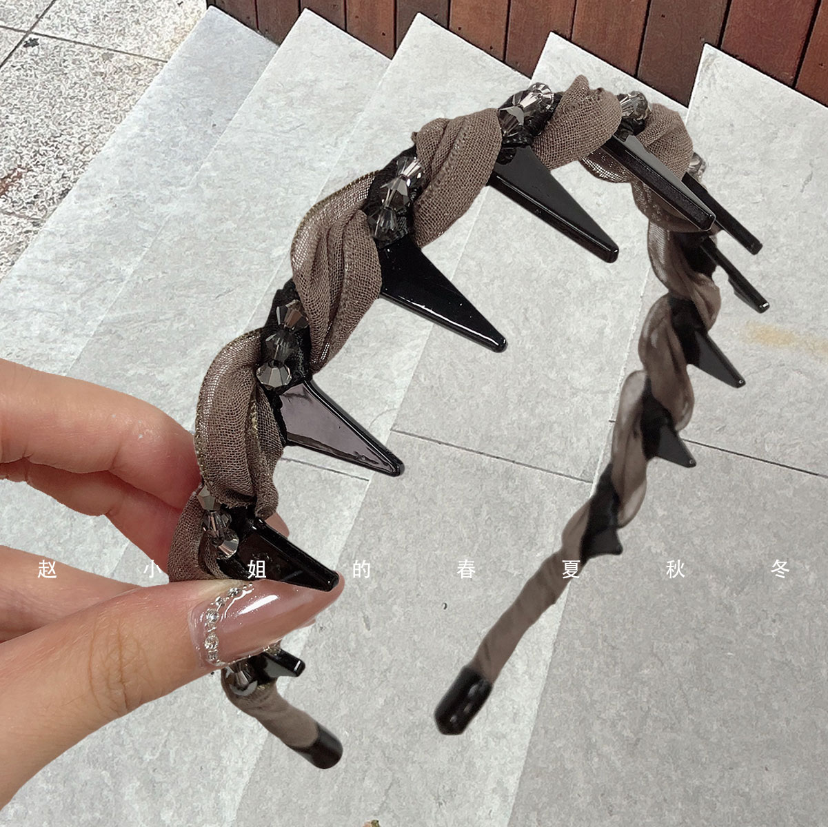 镶钻绿色高颅顶发箍齿梳头箍韩系发饰头饰百搭插梳高级感韩国饰品