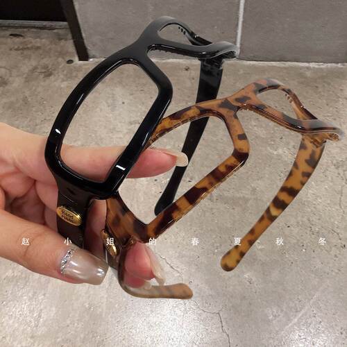 韩系复古豹纹高颅顶头箍网红眼镜框造型发箍女个性小众凹造型发箍