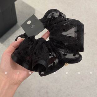 小众设计发饰头饰ins气质金标头圈发绳百搭头绳黑色网纱大肠发圈