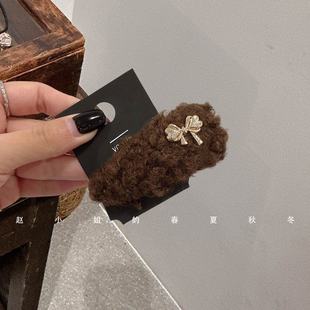 小众设计发饰头饰ins风刘海夹边夹高级感可爱蝴蝶咖色毛毛发夹