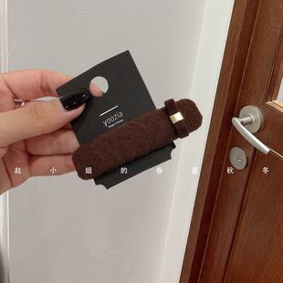 韩国发饰头饰ins风饰品时尚 刘海夹掰掰夹方形毛毛咖色发夹 个性