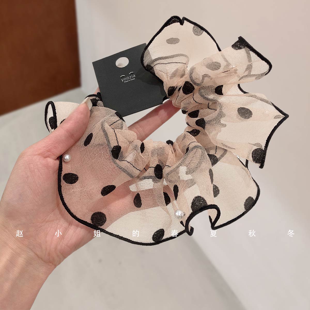 小众设计花头圈网纱波点大肠发圈