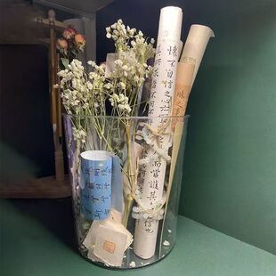 【工厂直销】书法纸筒收纳筒透明塑料整理盒大容量宣纸书法收纳盒