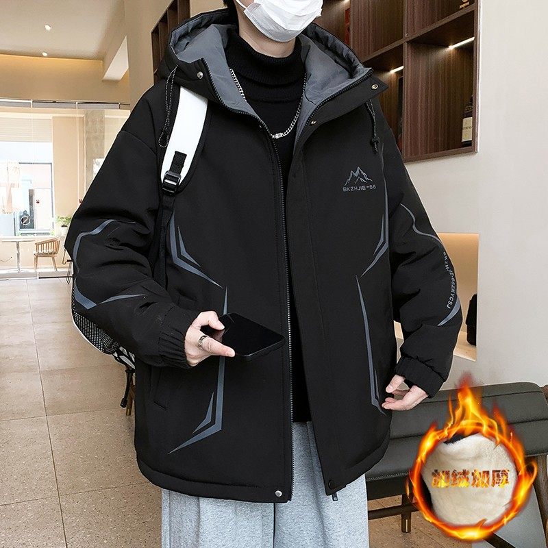 加厚连帽夹克初高中学生上衣帅气服2025年秋冬季男加绒冲锋衣外套,男装,夹克,淘宝优惠券,粉丝福利购,淘宝优惠卷