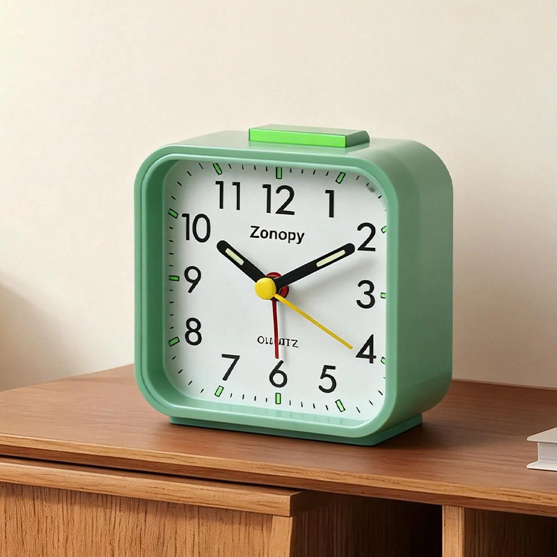 方形闹钟学生静音床头小闹钟家用儿童起床神器夜灯卧室台钟时钟表