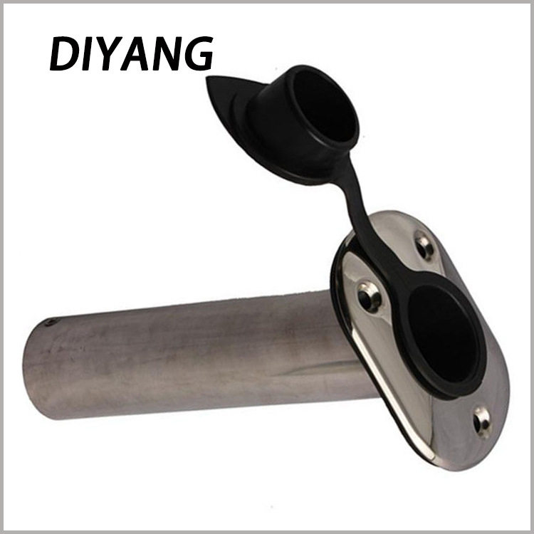 316不锈钢鱼竿筒 斜式鱼竿支架底座船舶游艇五金配件船钓支架