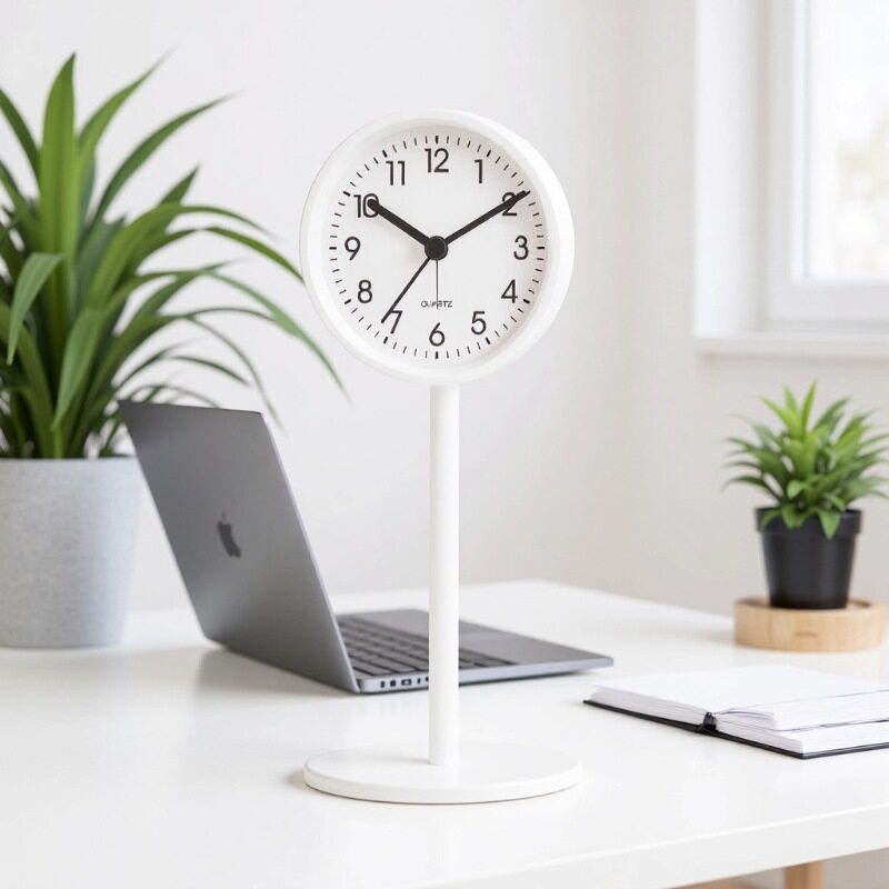金属闹钟桌面钟表极简北欧风静音石英座钟学生书桌摆件