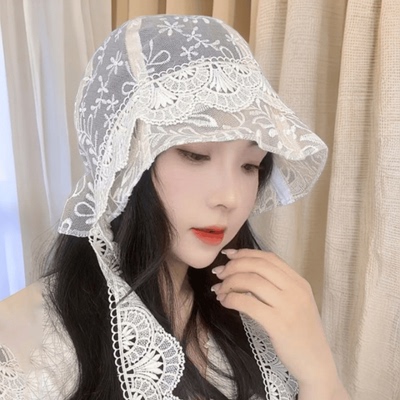 春夏出游韩版蕾丝薄款防晒渔夫帽