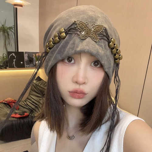 秋冬复古风串珠街头堆堆帽子女