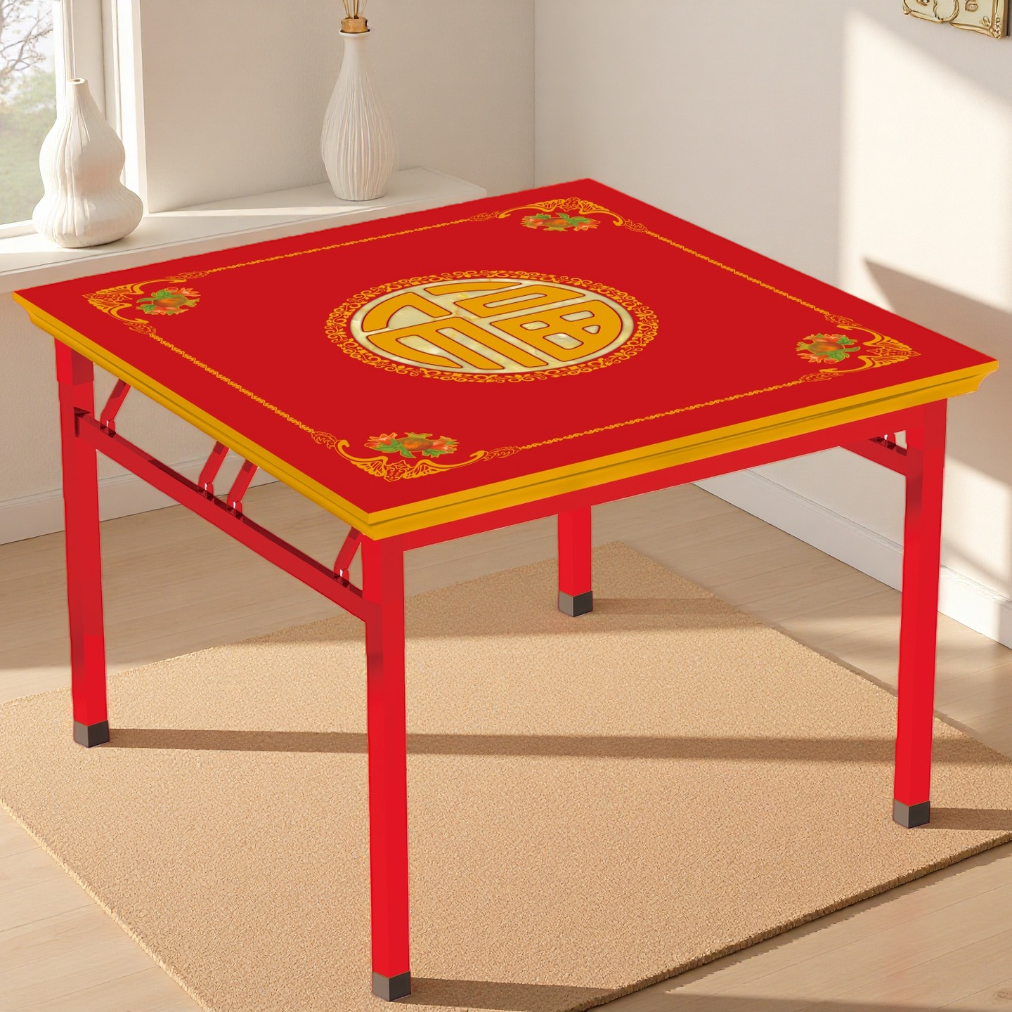 包邮新款一体折叠不锈钢八仙桌四方桌拜老爷桌子正方形不锈钢红桌,住宅家具,不锈钢/PVC餐桌,淘宝优惠券,粉丝福利购,淘宝优惠卷