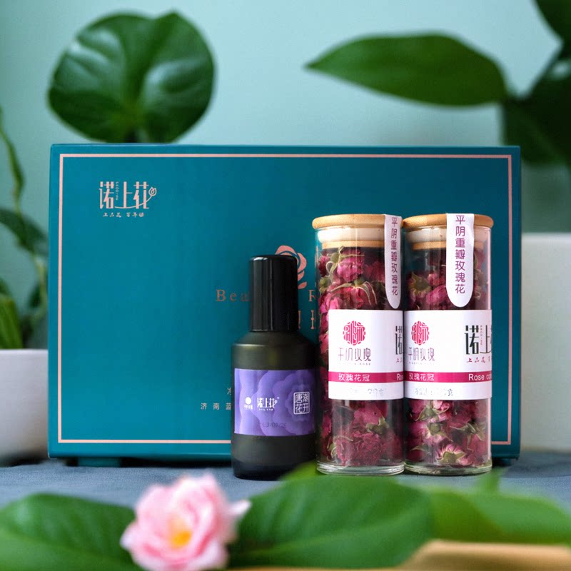 诺上花平阴玫瑰花茶低温烘干大朵花冠茶玫瑰组合山东济南礼盒