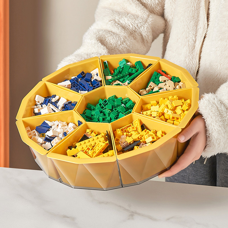 乐高积木分类收纳盒儿童玩具小颗粒零件旋转九分格拼装整理盒家用