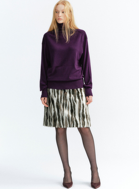 【博主同款】TOATEE 层次分割高领羊绒羊毛针织衫 茄紫色