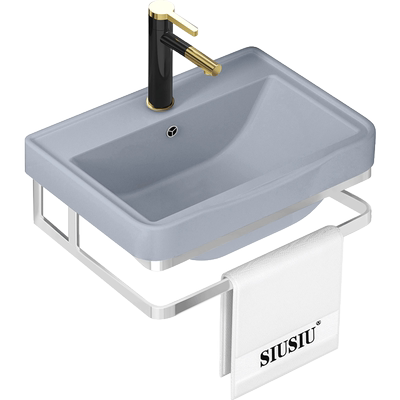 灰色洗漱盆陶瓷三角洗手盆挂墙式简易洗脸盆小户型卫生间面盆阳台