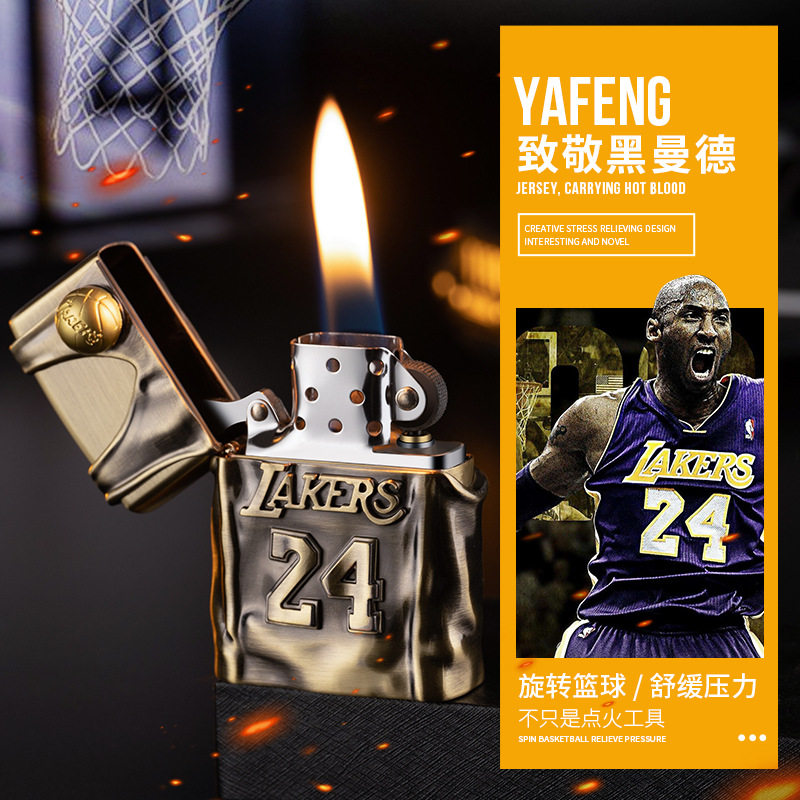 YF-829跨境 科比纪念打火机黑曼巴科比24号球衣煤油防风砂轮打火