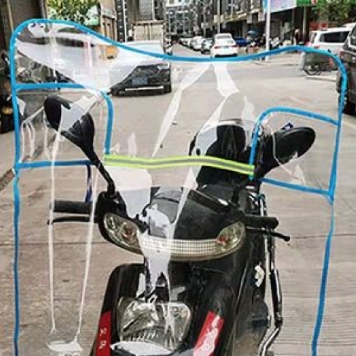 摩托车前挡风板高清PVC电动车挡风胶风挡罩通用加厚加大雨挡雨膜