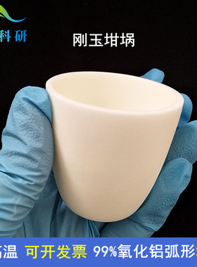 刚玉坩埚30/50ml 瓷坩埚 耐高温1700 氧化铝坩埚圆弧 带盖实验室