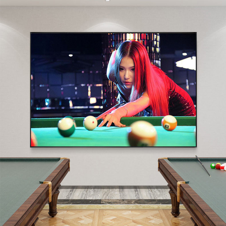 台球装饰画桌球室美女海报宣传棋牌室宝贝女郎背景中八台球厅挂画