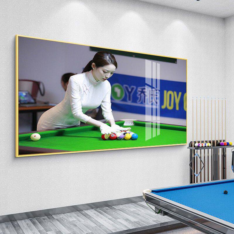 台球宝贝桌球室美女海报宣传棋牌室装饰画中八台球厅明星横版挂画