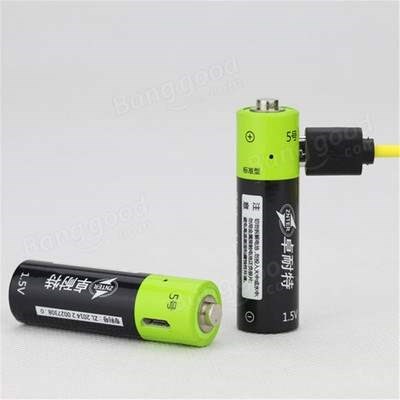 2pcs ZNTER 1.5v 1250mAh AA Li-Po Battery USB Rechargeable AA