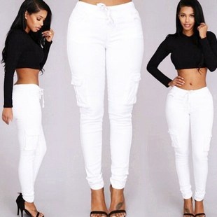 2019Fashion elastic trousers jeans women ladies pants女裤