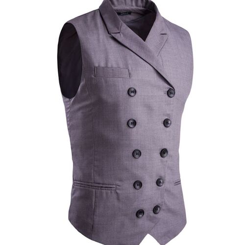 双排扣男士休闲马甲New Gentle Men Vest Male Formal Suit vest