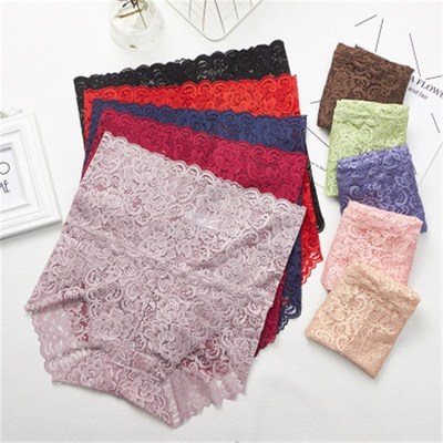Women Seamless Lace High Waist Underwear Brief Knicker Panty