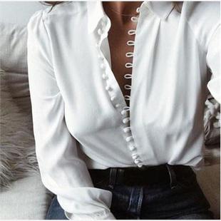 Women Chiffon Blouse Shirt Casual Solid Color Tops Plus Size