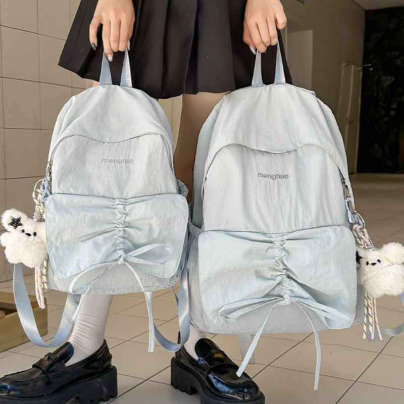 原创蝴蝶结小众书包女大学生ins日系小型背包高颜值初中生双肩包