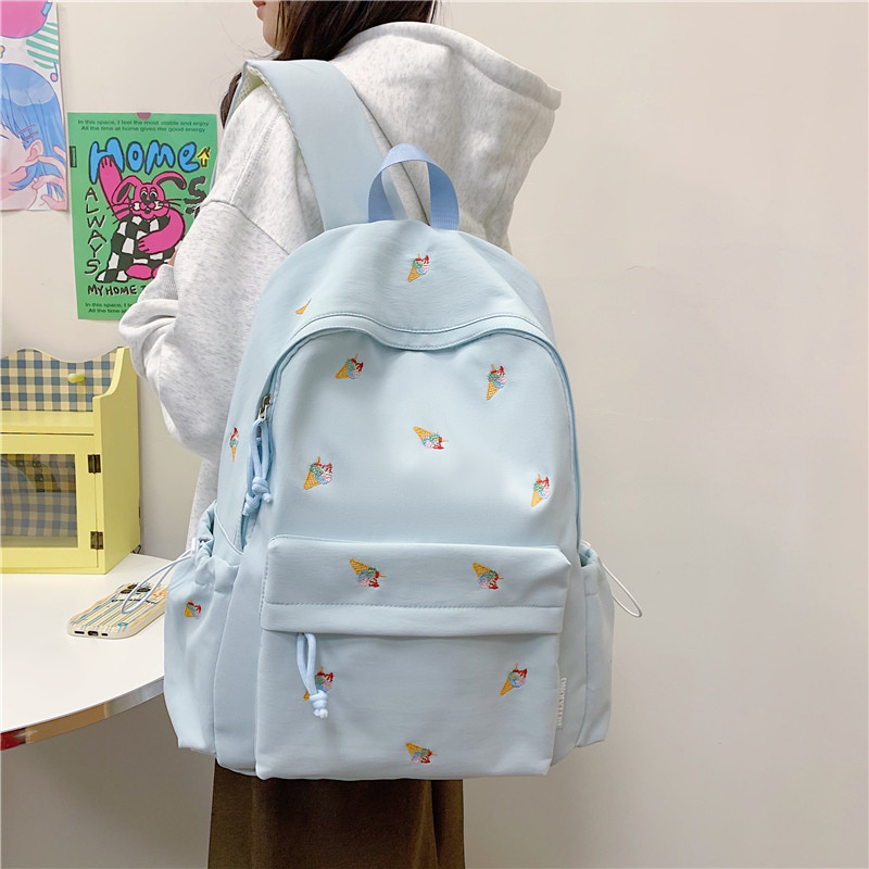 简约高颜值小众双肩包女中学生大容量书包轻便韩版高中生背包初中