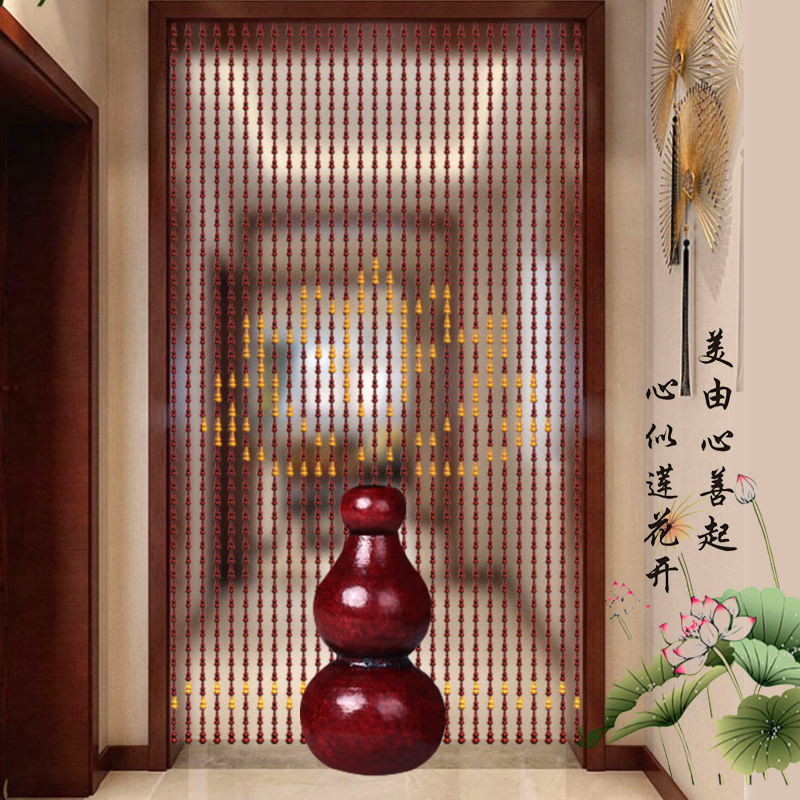 桃木葫芦珠帘化解门对门隔断玄关
