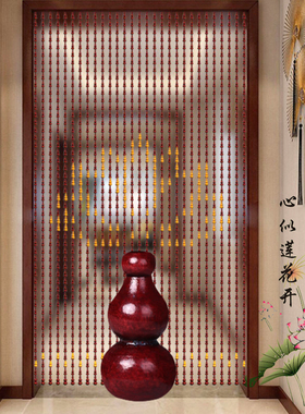 桃木葫芦珠帘门帘家用屏风隔断帘子莲花厕所卧室门对门挂帘免打孔