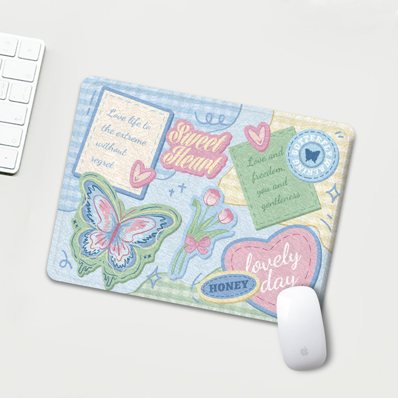 创意蝴蝶鼠标垫小号硬质