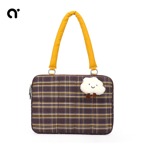 云朵格纹斜跨新款笔记本电脑包