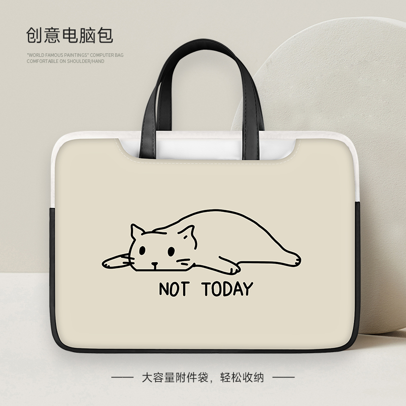 可爱黑色猫咪笔记本电脑包多尺寸