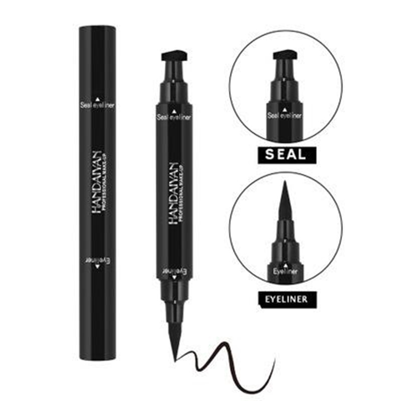2 End Liquid Eyeliner Stamp Pencil Black Eye Liner Pen 眼线
