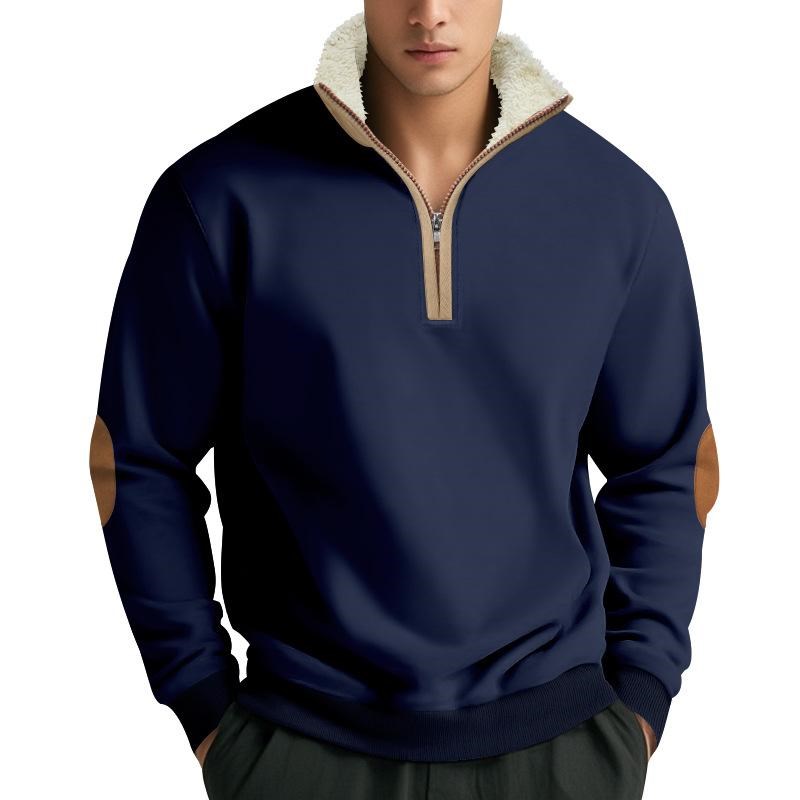 Zipper fleece hoodie欧美2024秋冬男装休闲立领门襟拉链加厚卫衣