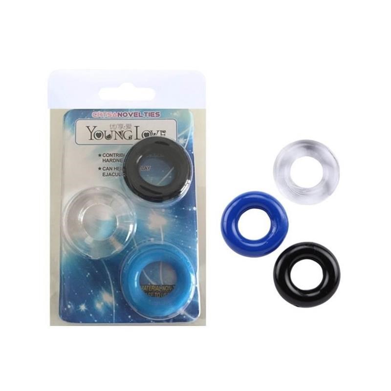 3pcs Silicone Cock Rings Delay Ejaculation Soft Penis Ring F