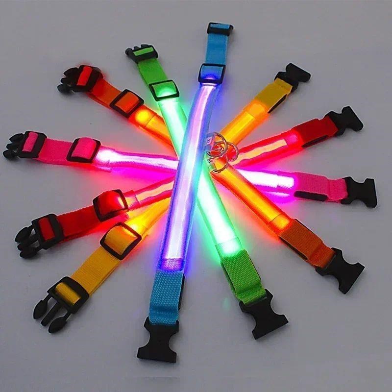 LED Dog Collar Rechargeable Glowing Light Anti-lost Collar f
