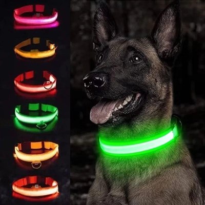LED Dog Collar Rechargeable Glowing Light Anti-lost Collar f