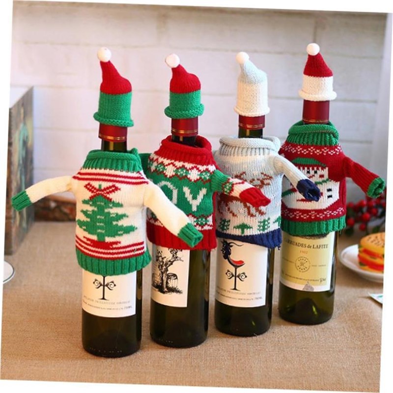 Merry Christmas red wine bottle clothes and hat 圣诞酒瓶套