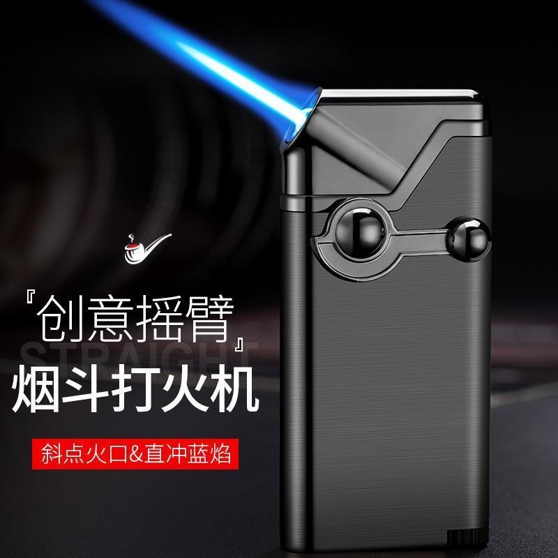 Inflatable tilt Fire rocker arm Blue Flame windproof lighter