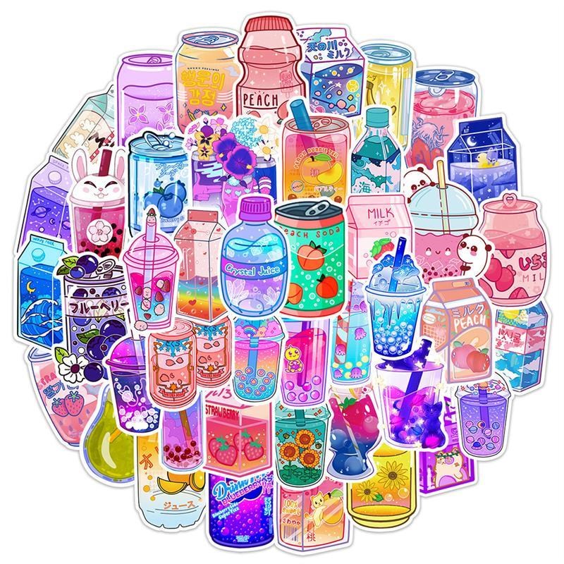50PCS Cute Drink Aesthetic Stickers Cartoon Decal Scrapbook