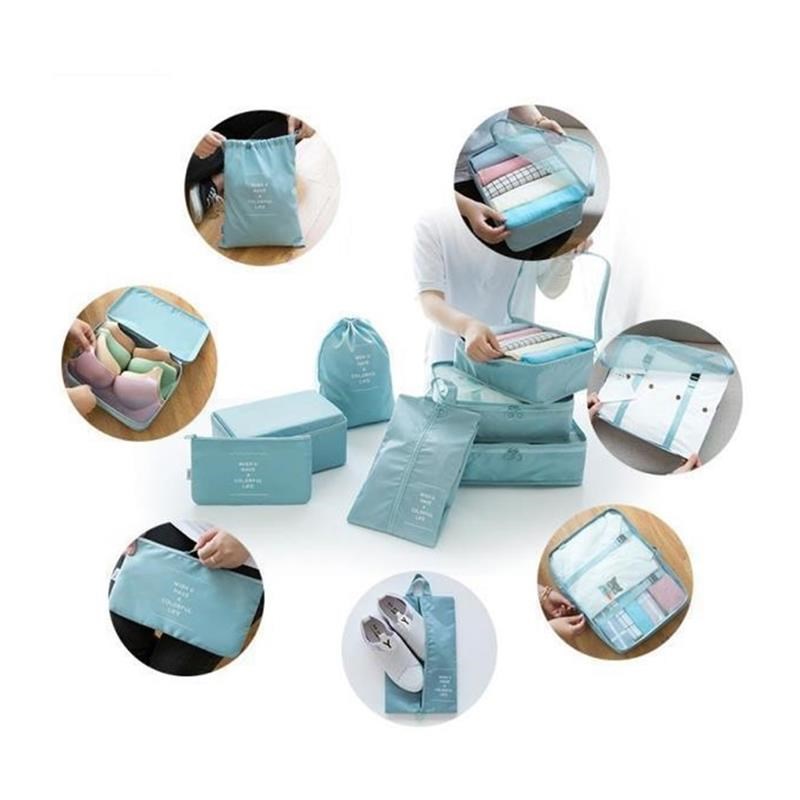 6pcs Travel Bag Organizer Clothes Luggage Travel Organizer B