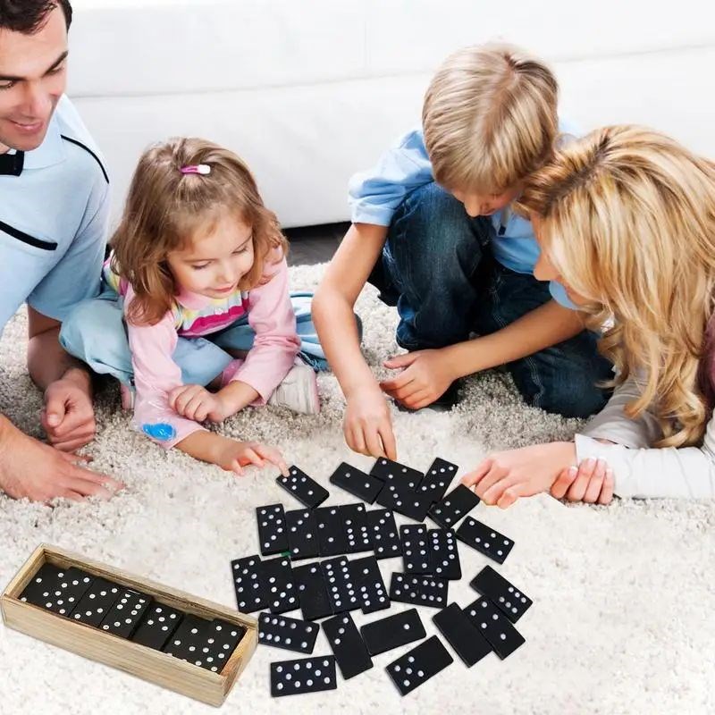 28 Pcs/Set Wooden Domino Board Double 6 Dominoes Set Puzzle