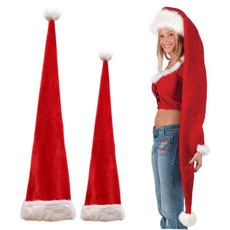 Adult Children Long Christmas Hat for Plush Santa Claus Cap
