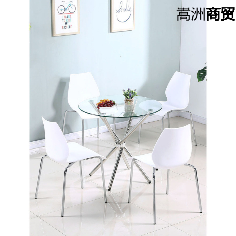 圆形钢化玻璃桌商务洽谈圆桌会议会客桌家用餐桌茶几展会展台新品