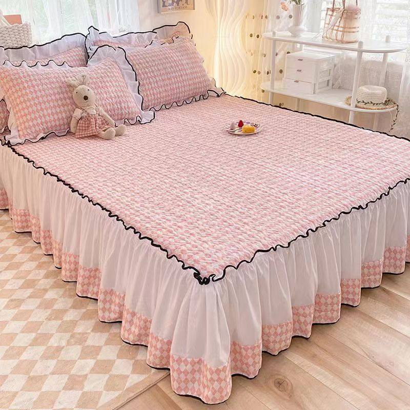 新款公主风爆款加厚夹棉防滑床裙单件床盖四季通用床单四件套单人,床上用品,乳胶席,淘宝优惠券,粉丝福利购,淘宝优惠卷