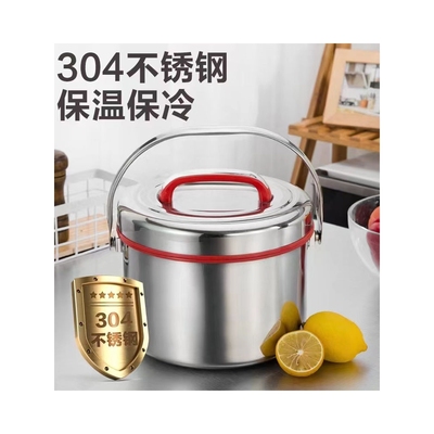不锈钢304双层真空保温提锅大容量保冷保温桶商用汤桶带手提饭z^